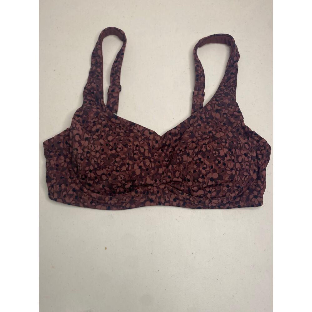 ATHLETA Bondi Bra Cup Bikini Wired Top In Camo Flora Decadent Chocolate 34B 34C‎
